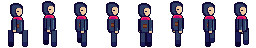 the 8 frames of the run cycle, side by side at true size