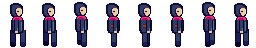 the 8 frames of the walk cycle, side by side at true size